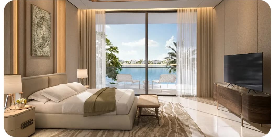Bright bedroom with Burj Al Arab view