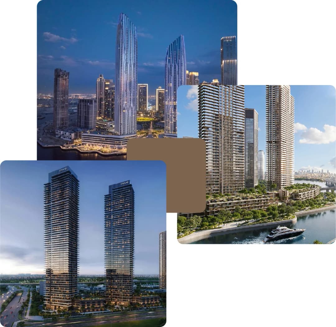City skyscrapers with scenic waterways
