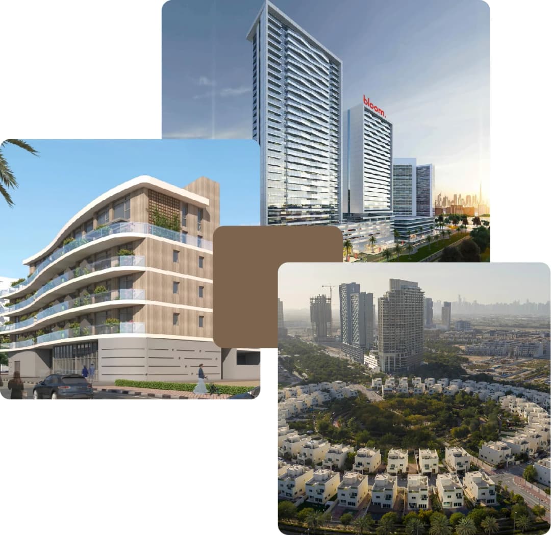 Mixed-use buildings with green residential blocks