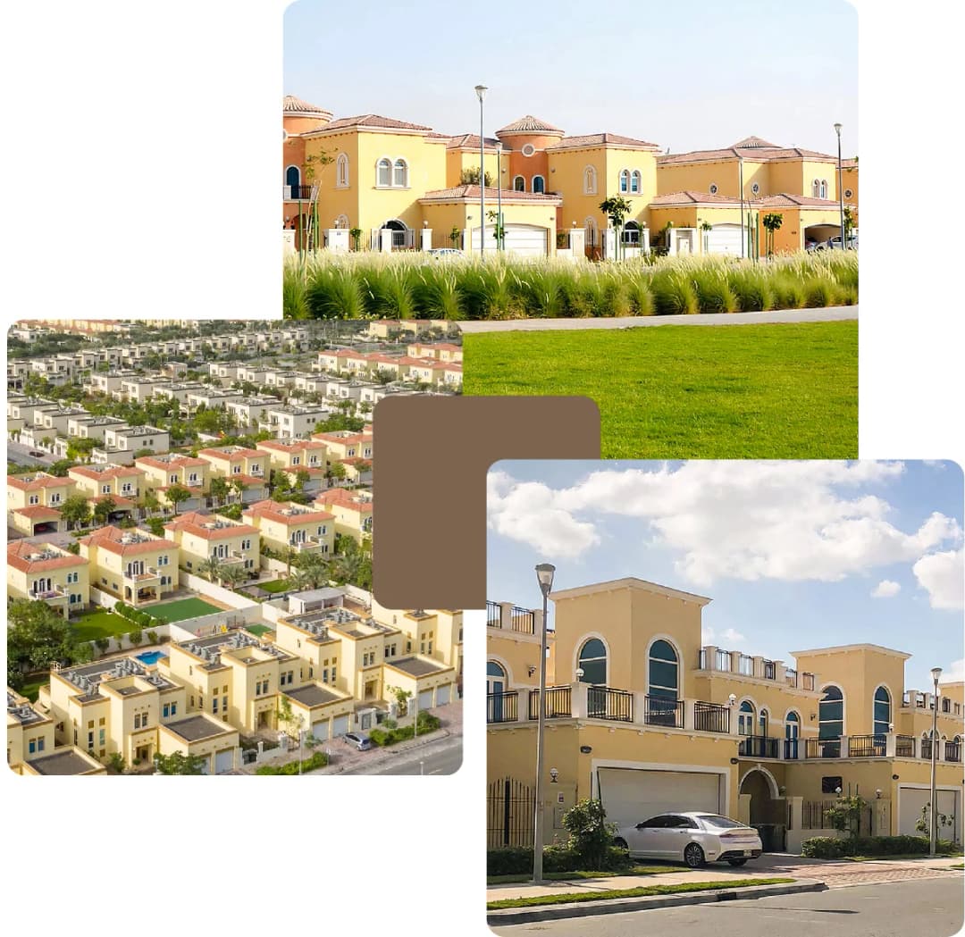Spacious yellow villas in a green community area