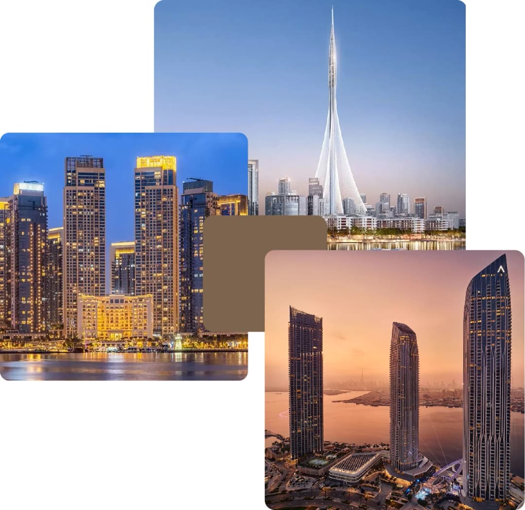 Skyline with modern waterfront towers