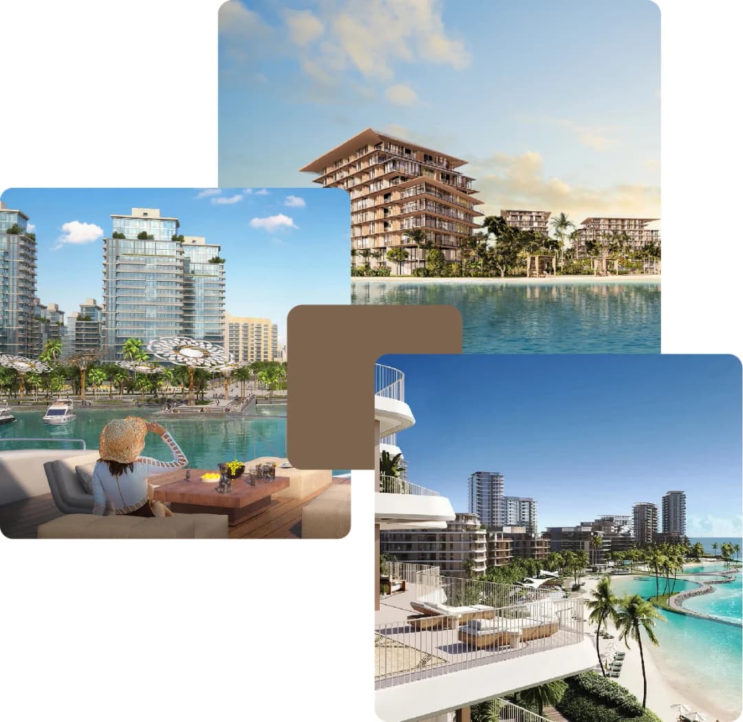 Waterfront luxury towers with scenic views