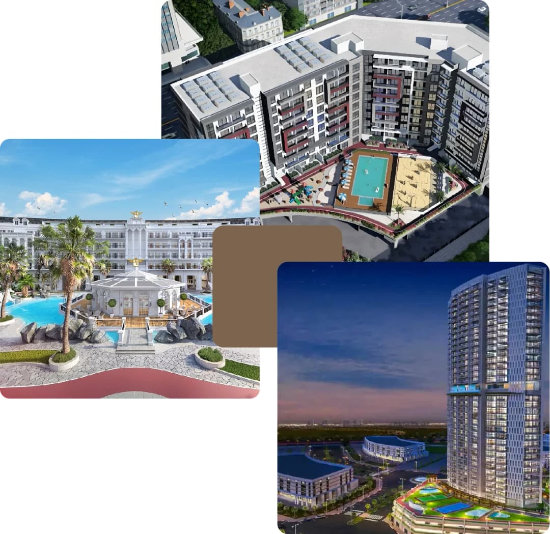Apartments with rooftop pools and modern towers