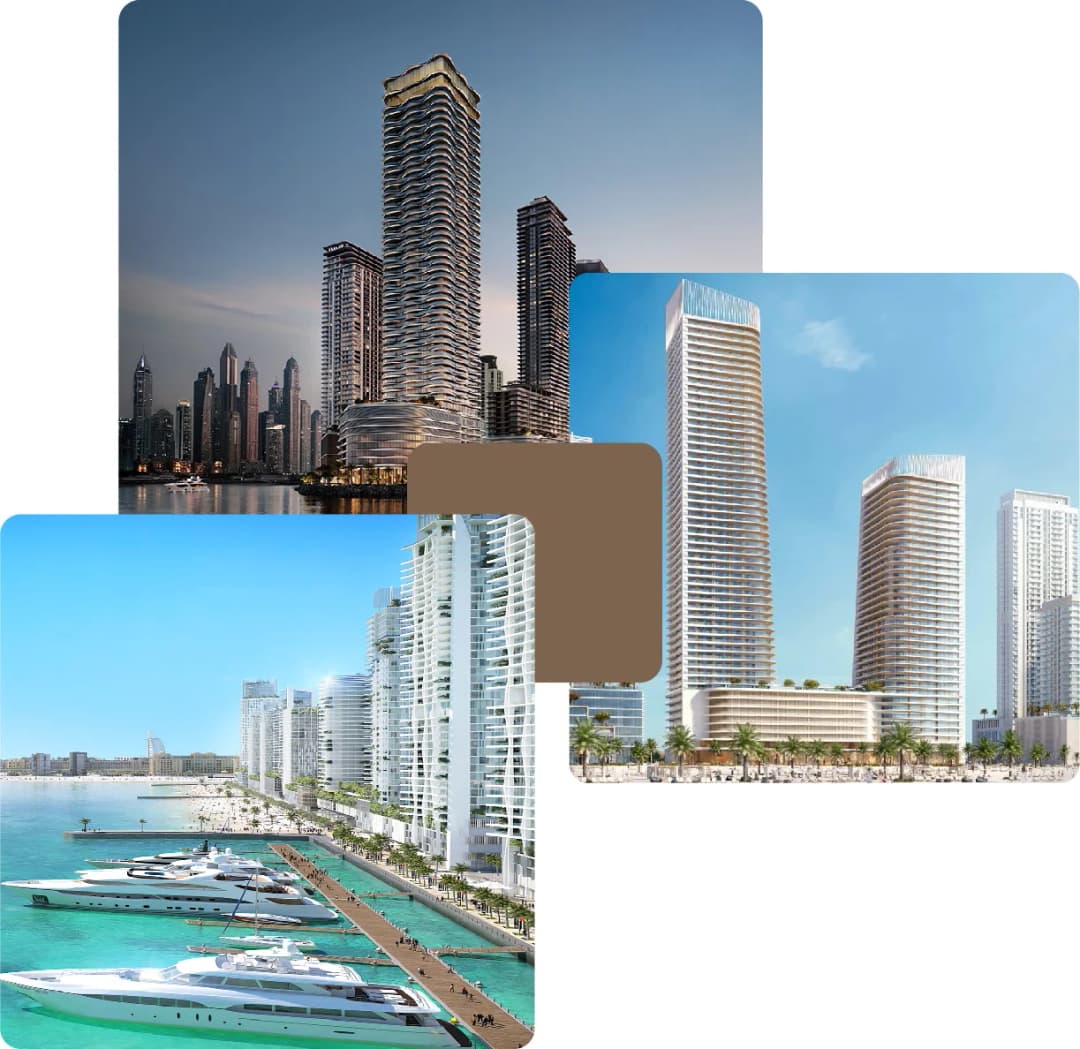 Luxury waterfront skyscrapers and city skyline