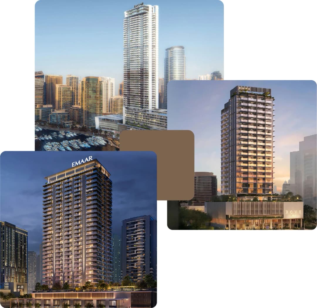 Emaar high-rise towers in urban skyline setting
