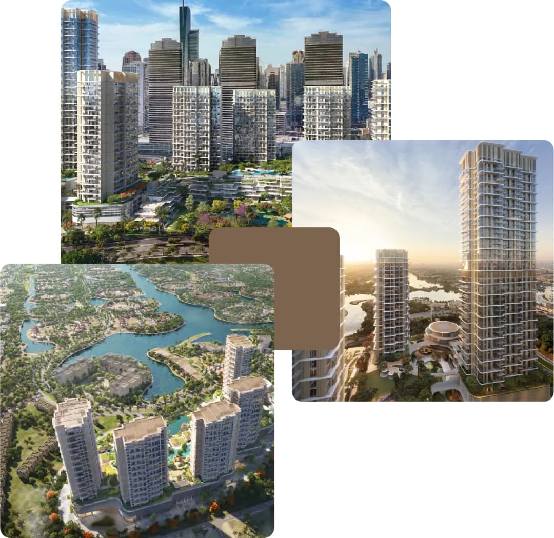 High-rise residential buildings overlooking city skyline