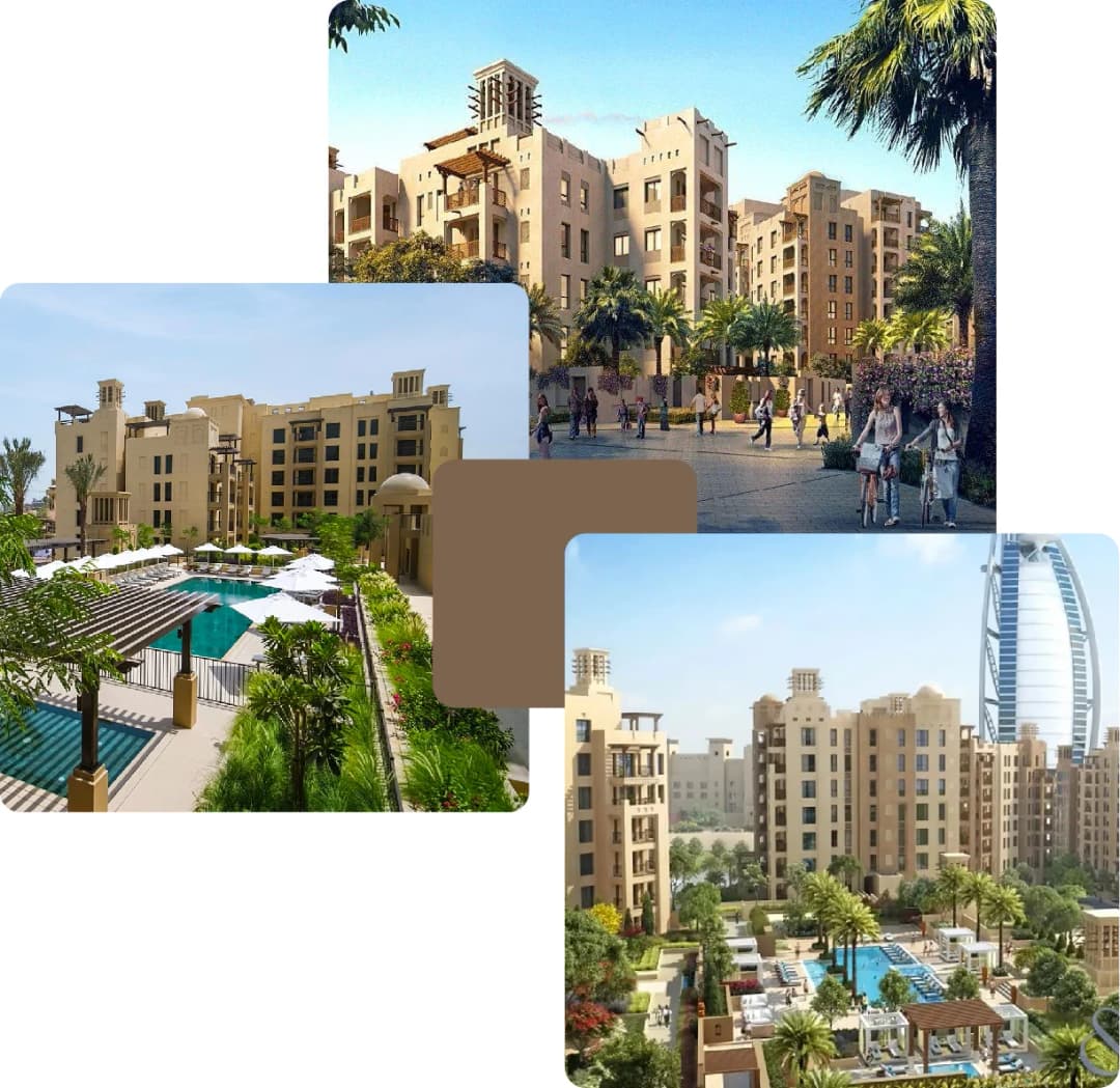 Apartments with pools and palm-filled courtyards
