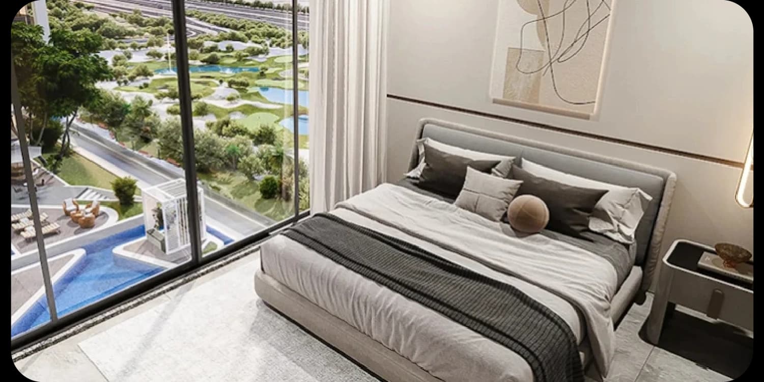 Modern bedroom with a stunning outdoor view