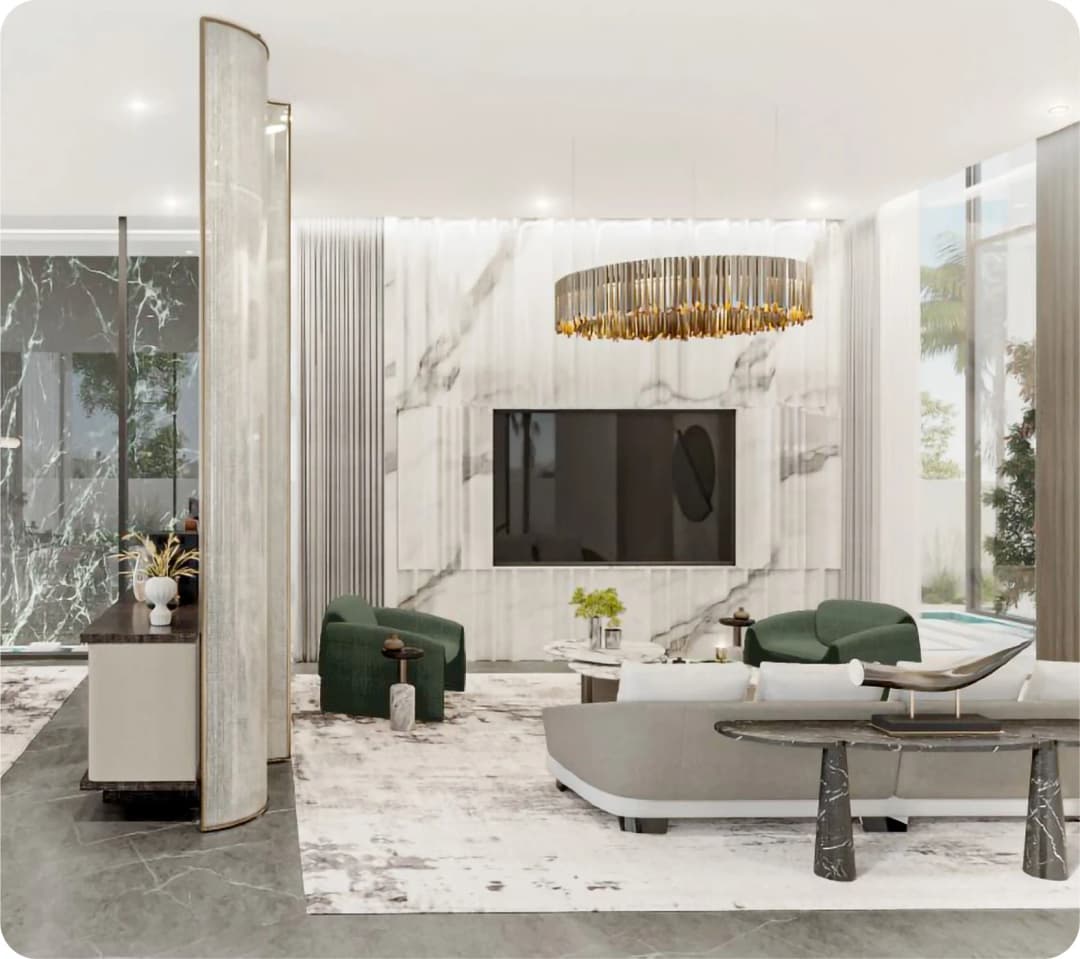 Luxury golf clubhouse with modern design at sunset