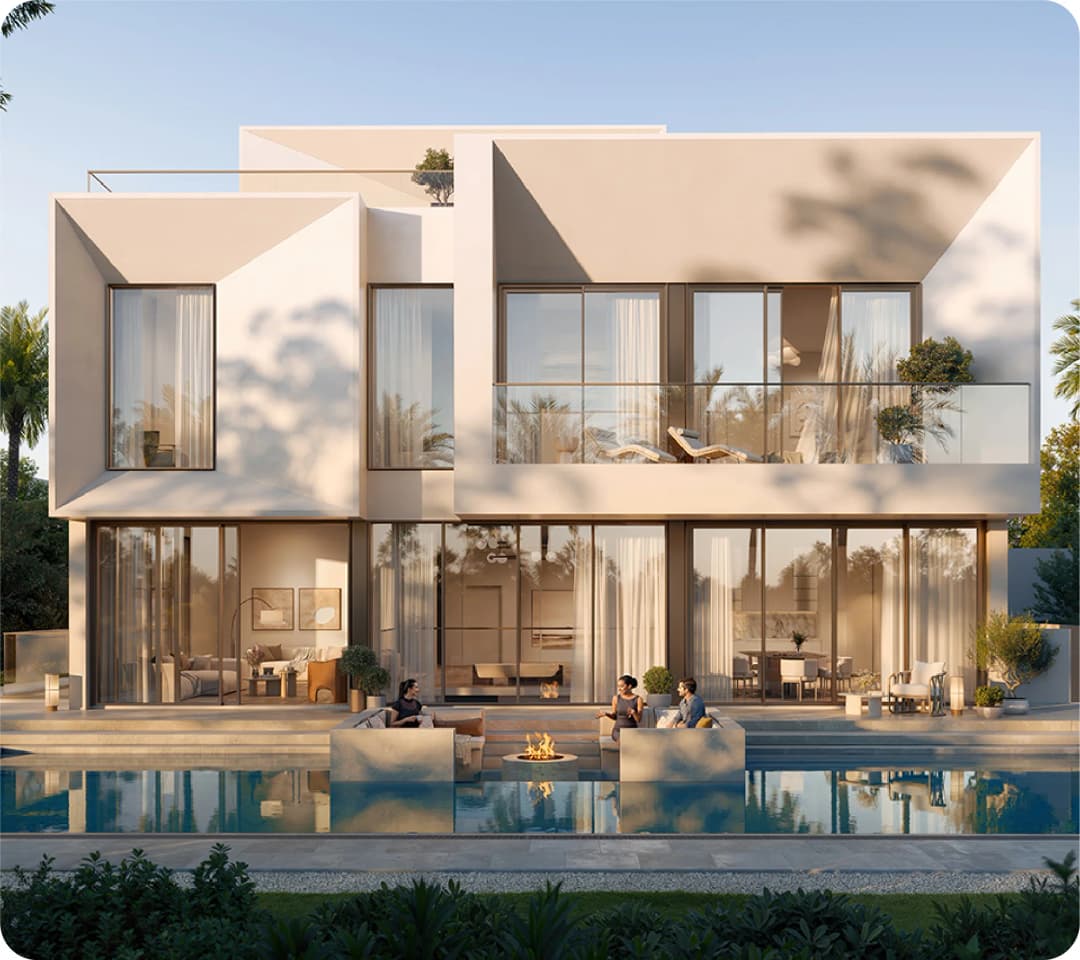 Luxurious waterfront villas with serene blue lagoons