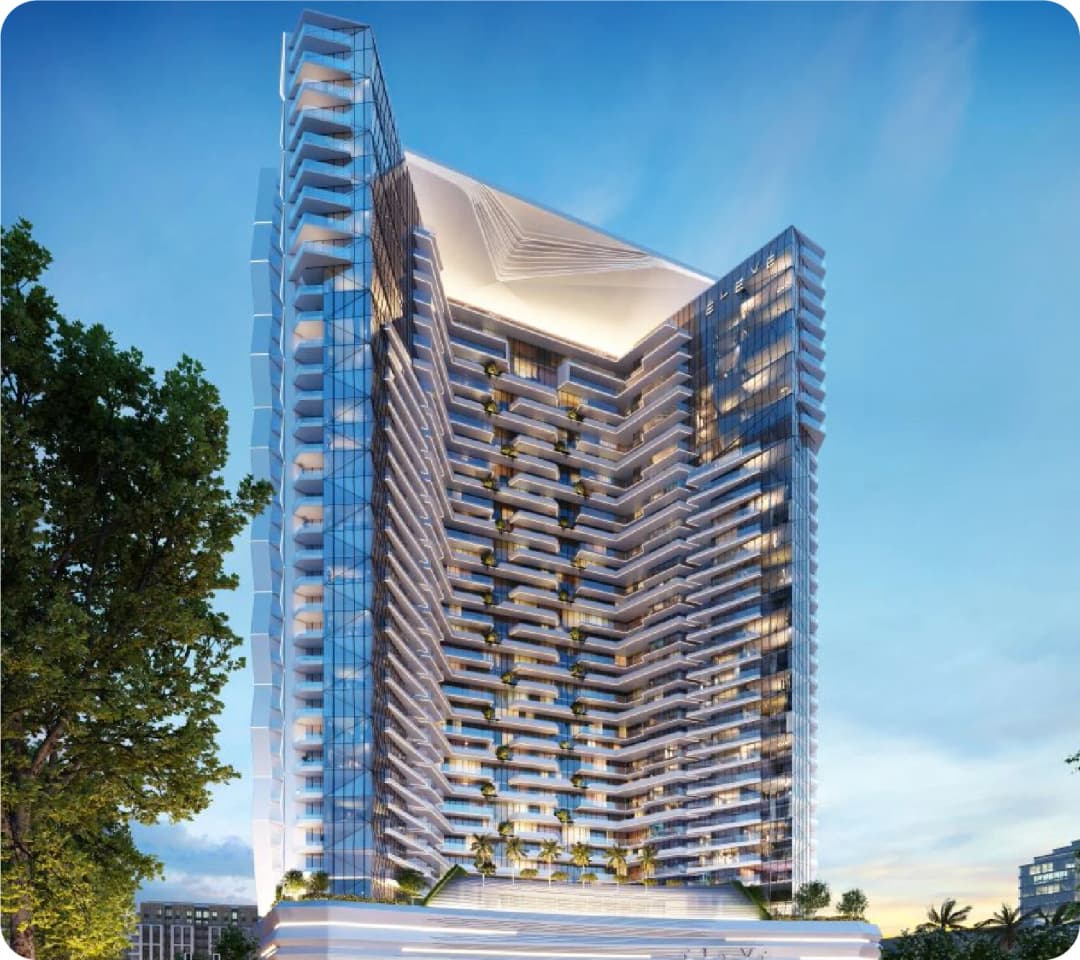 A tall, modern residential skyscraper.