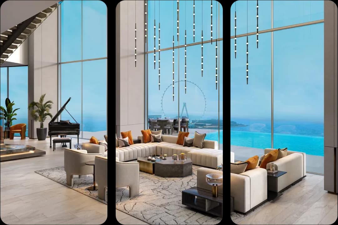 Luxurious LIV LUX living room with Ain Dubai view