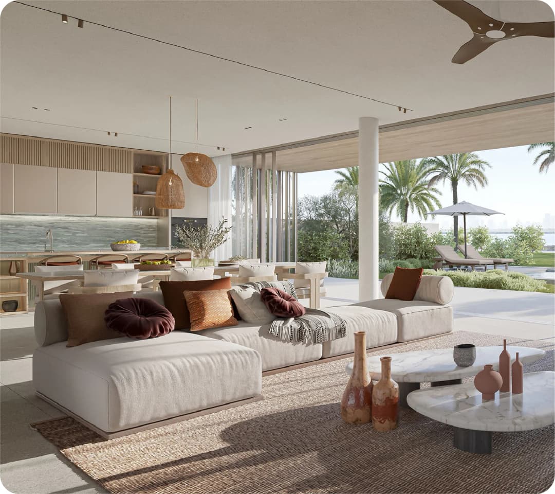 Luxurious beachfront resort with serene blue ocean