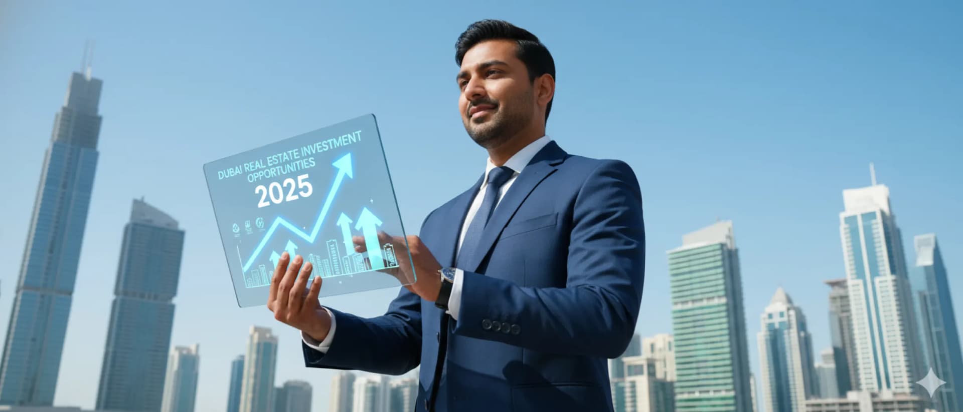 Man analyzing Dubai real estate investment 2025
