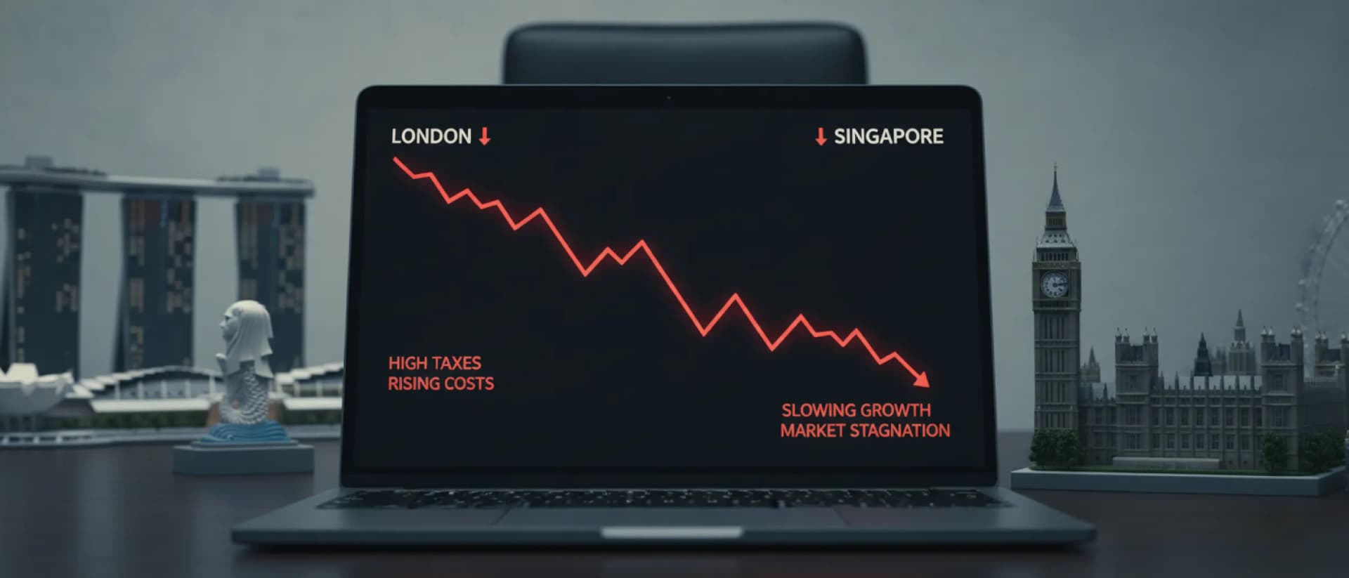 Decline in London and Singapore markets graph