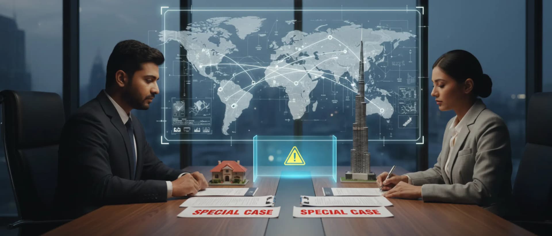 Business meeting on global real estate strategy