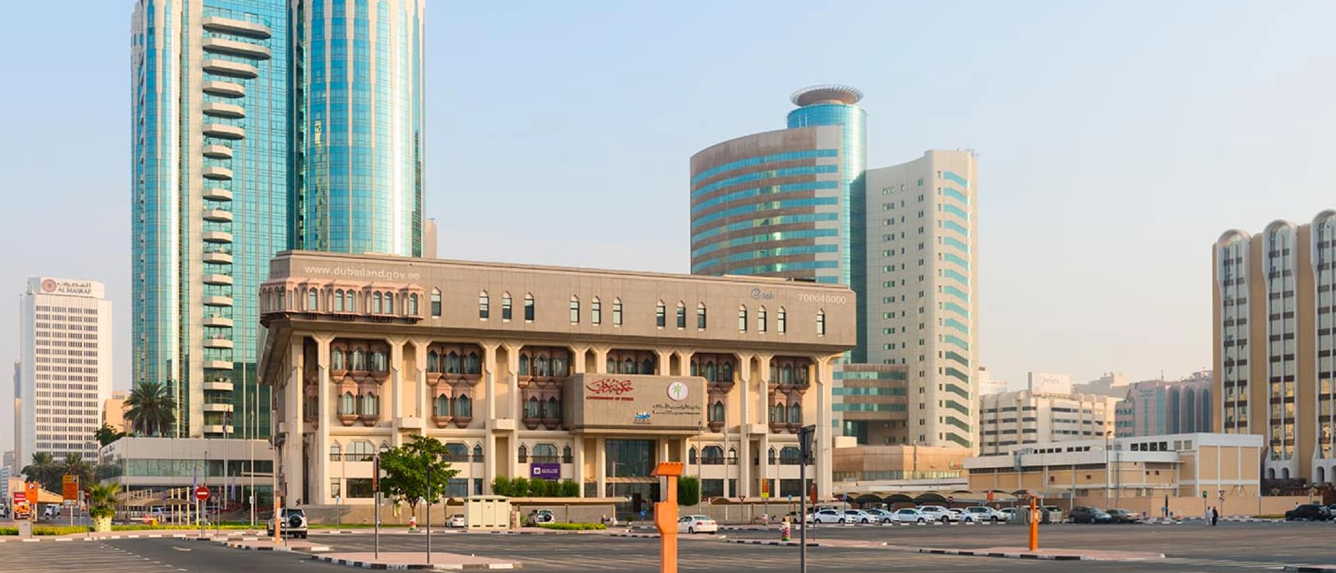 The Dubai Land Department building in a cityscape