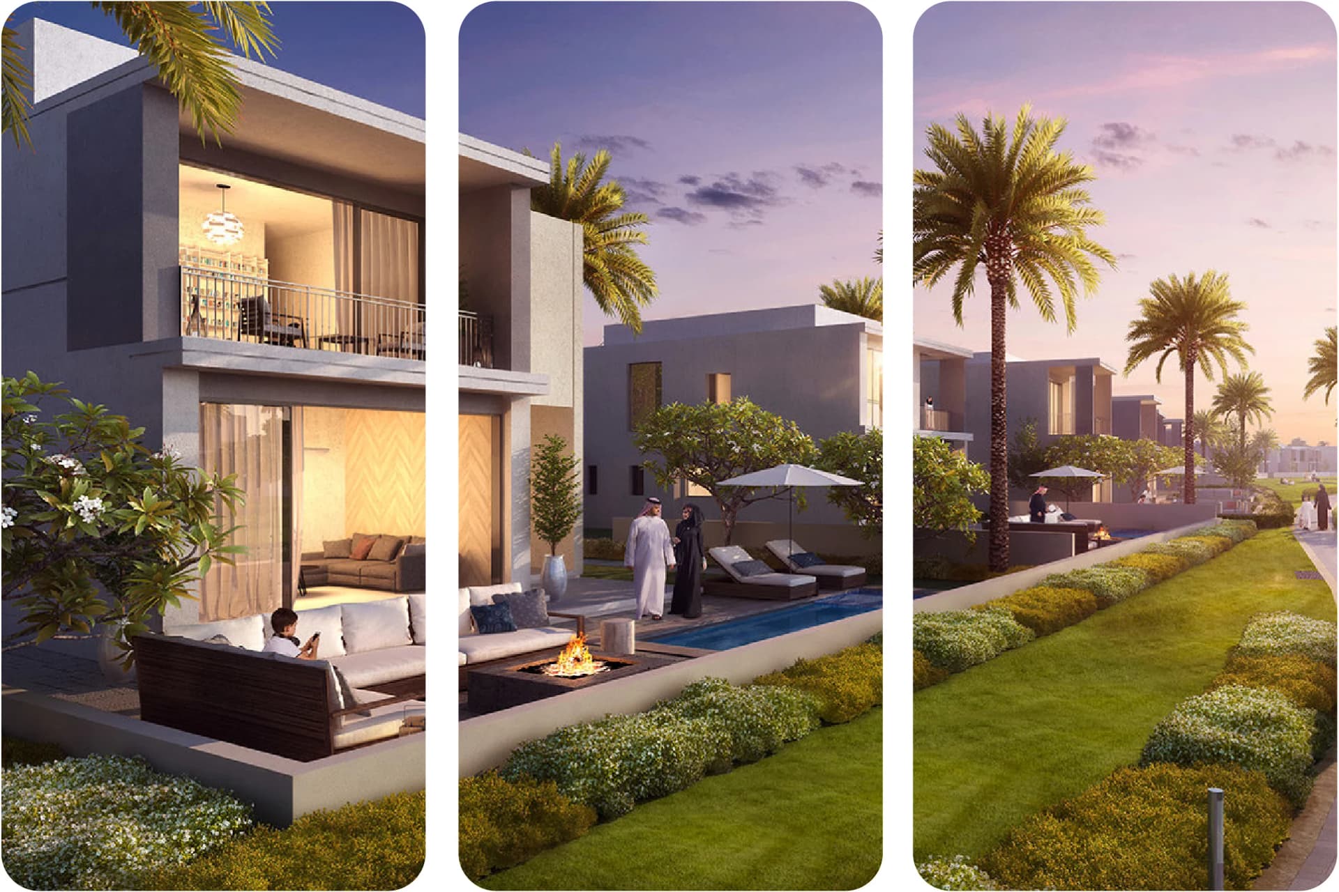 Contemporary homes with outdoor living spaces in DAMAC Hills