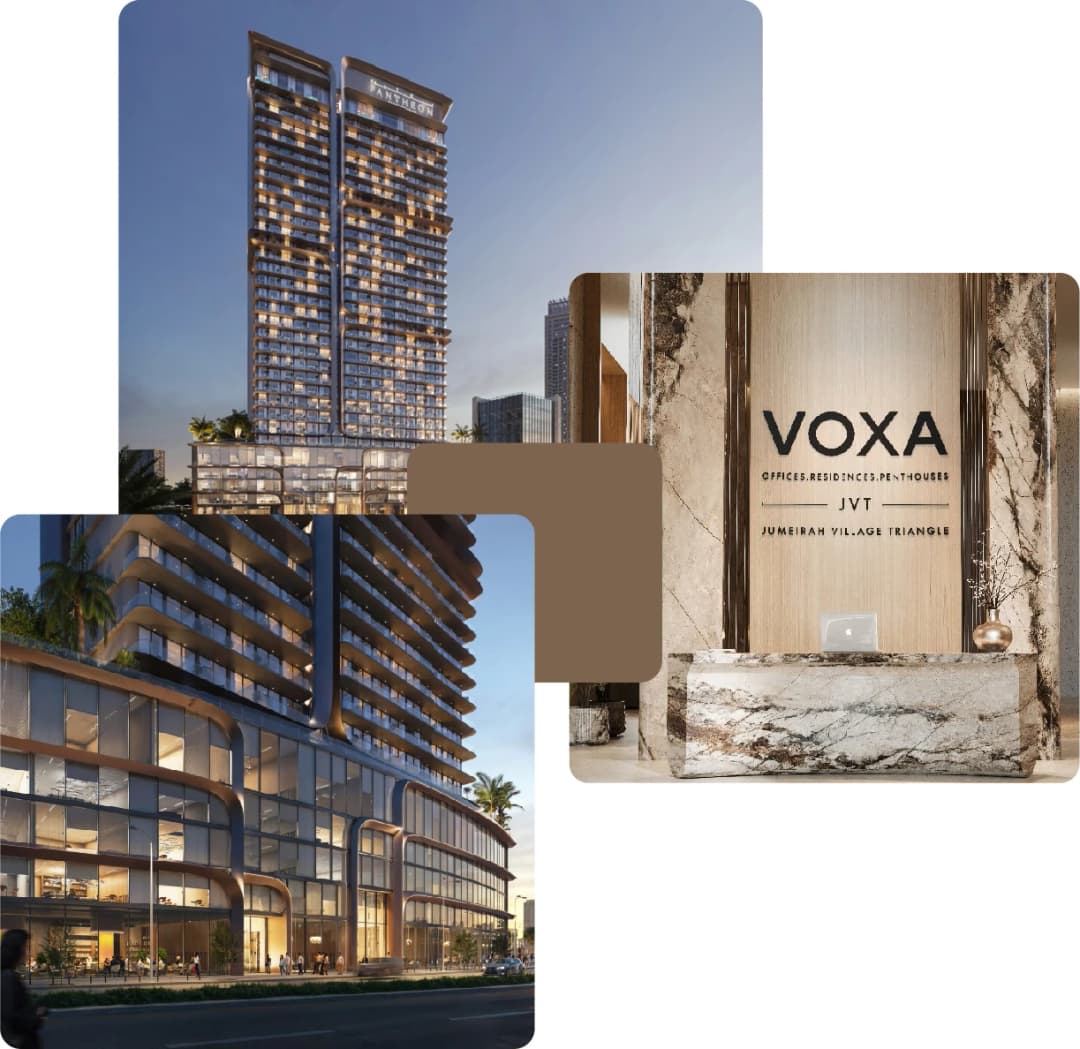 Modern high-rise buildings and VOXA reception