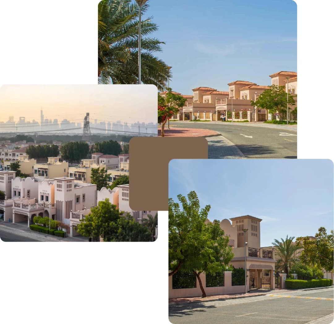 Serene villa community with tree-lined streets