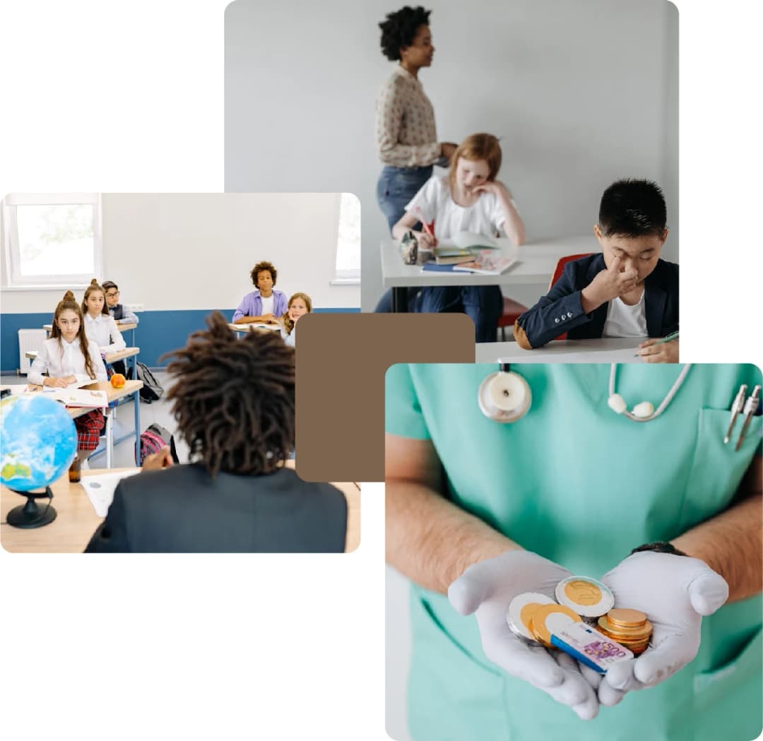 Students learning and medical care services
