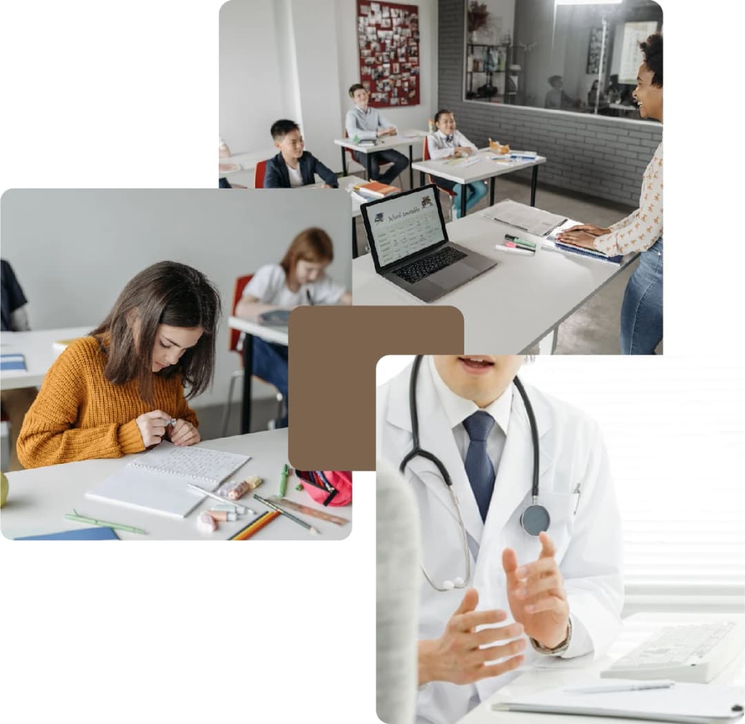 Modern classrooms and healthcare discussion