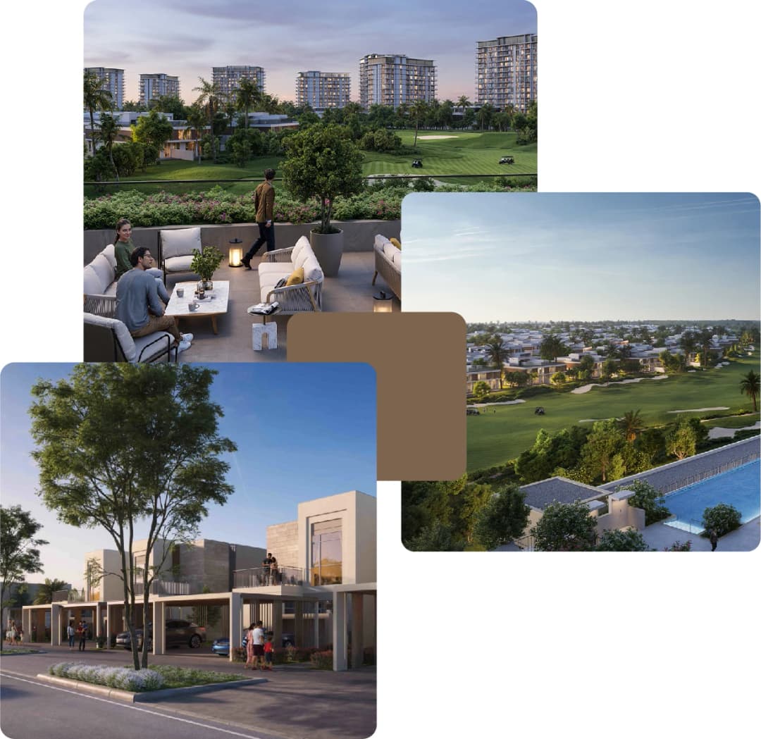 Sunset views over luxury waterfront villas