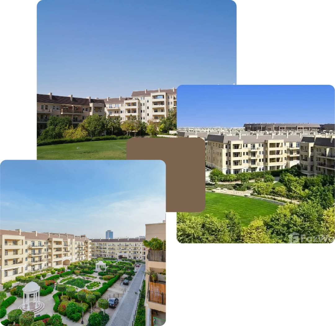 Apartment buildings with large green courtyards