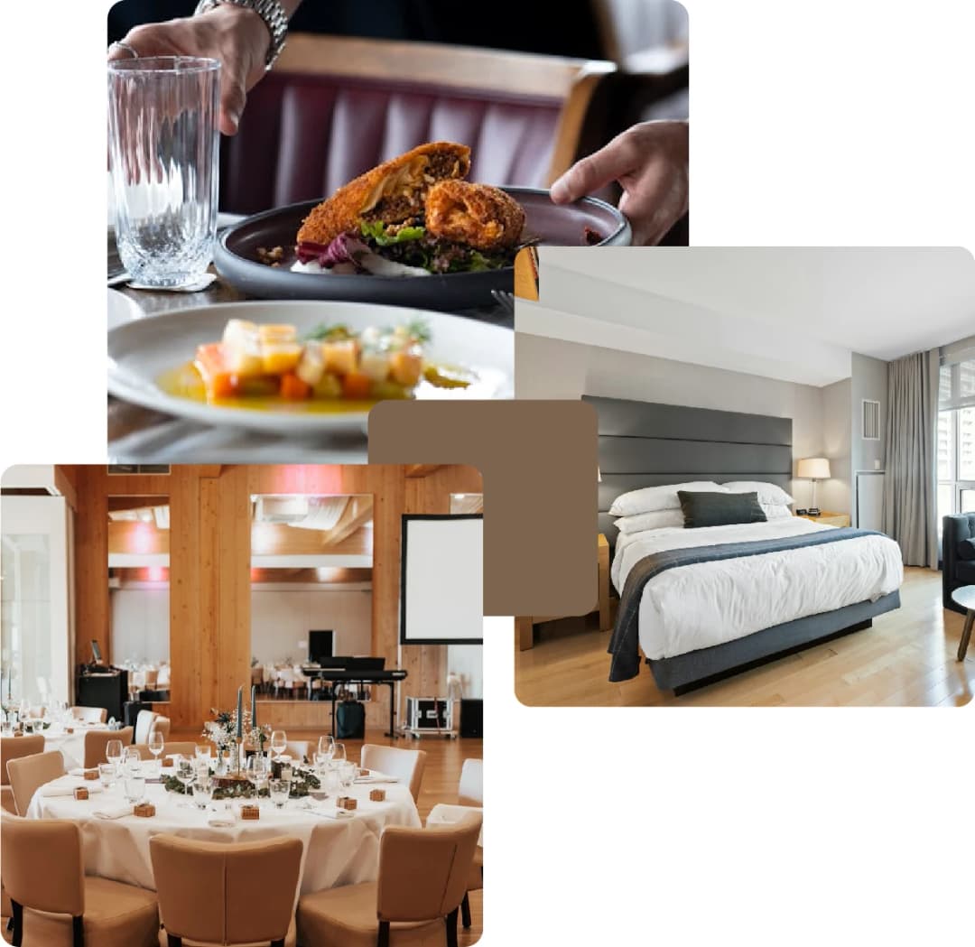 Fine dining, hotel suite and event banquet hall