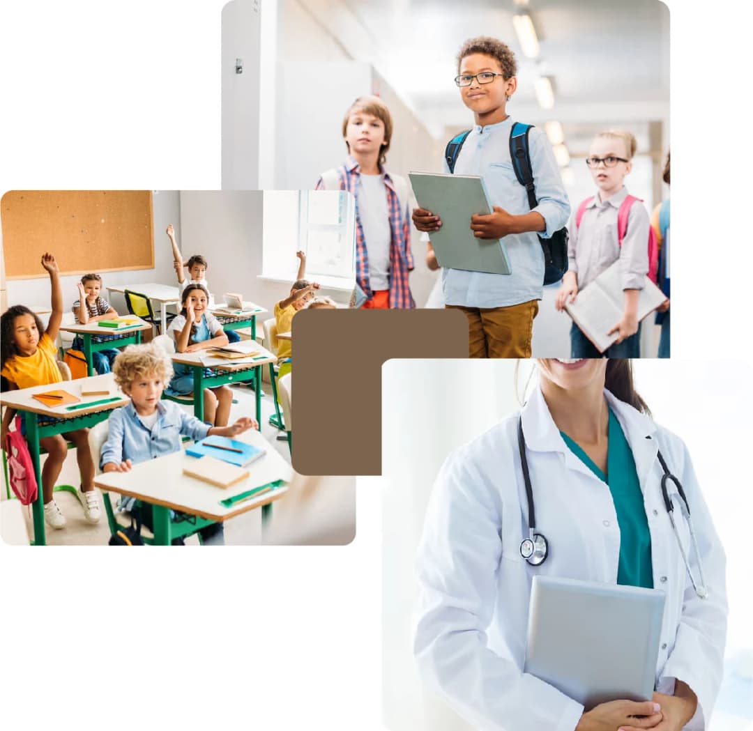 Modern high-rises glowing in evening lights