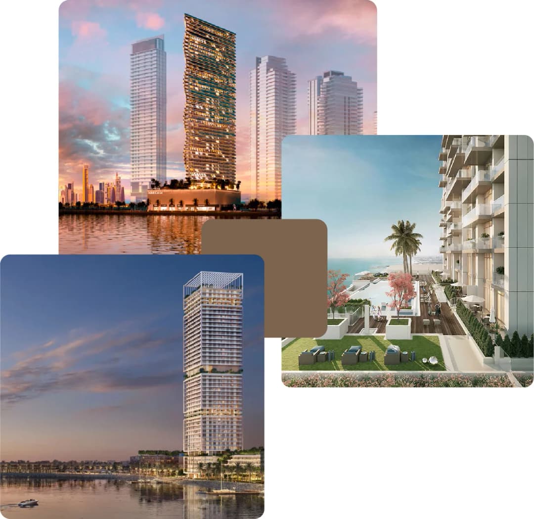 Stunning modern skyscrapers with oceanfront views and gardens