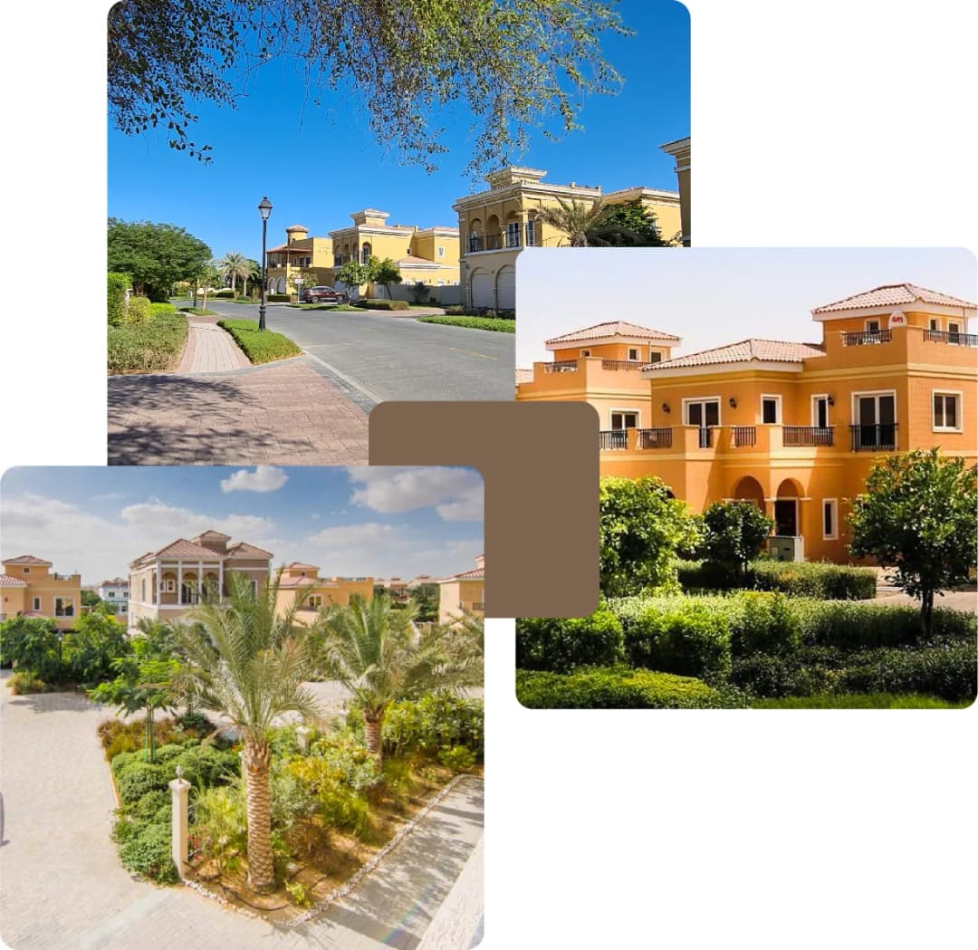 Villa-lined streets with palm trees and lawns