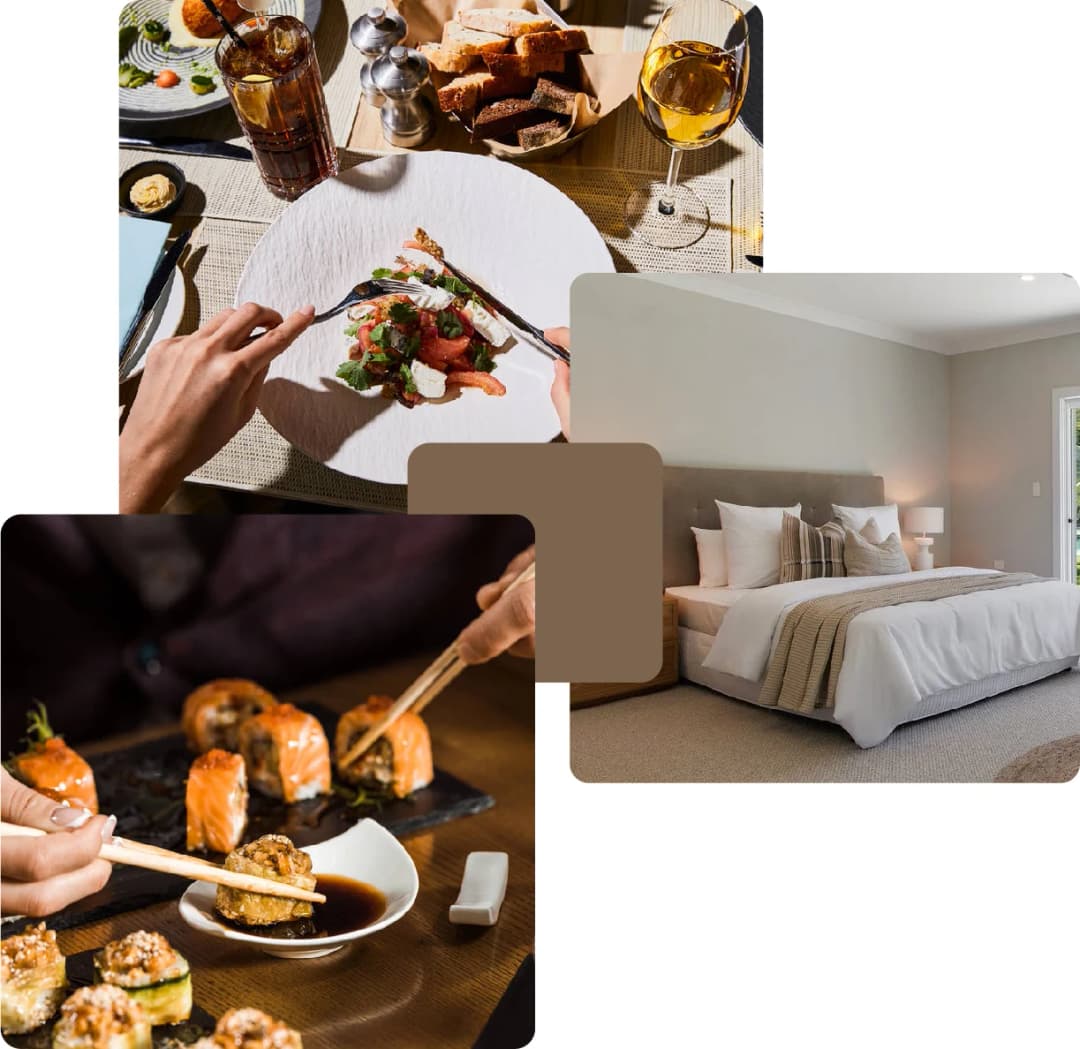 Gourmet dining experience with wine and elegant dishes