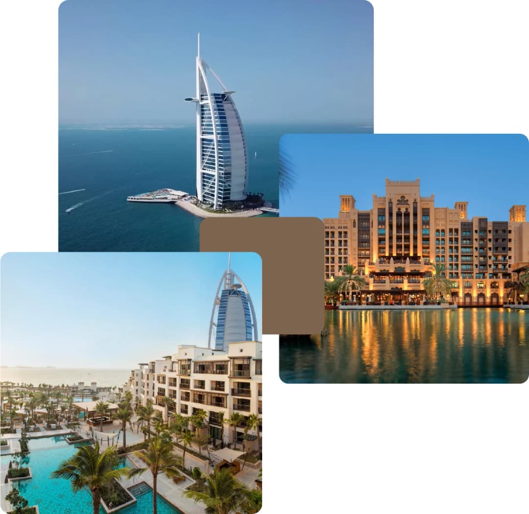 Luxury hotels with pools and Burj Al Arab view