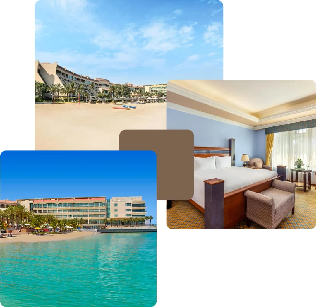 Beachfront hotel and elegant guestroom suite