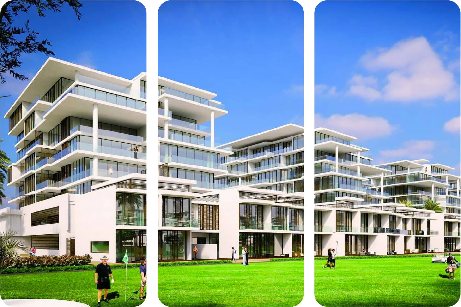 أبراج شاهقة حديثة من داماك مع مساحات خضراء وإطلالات