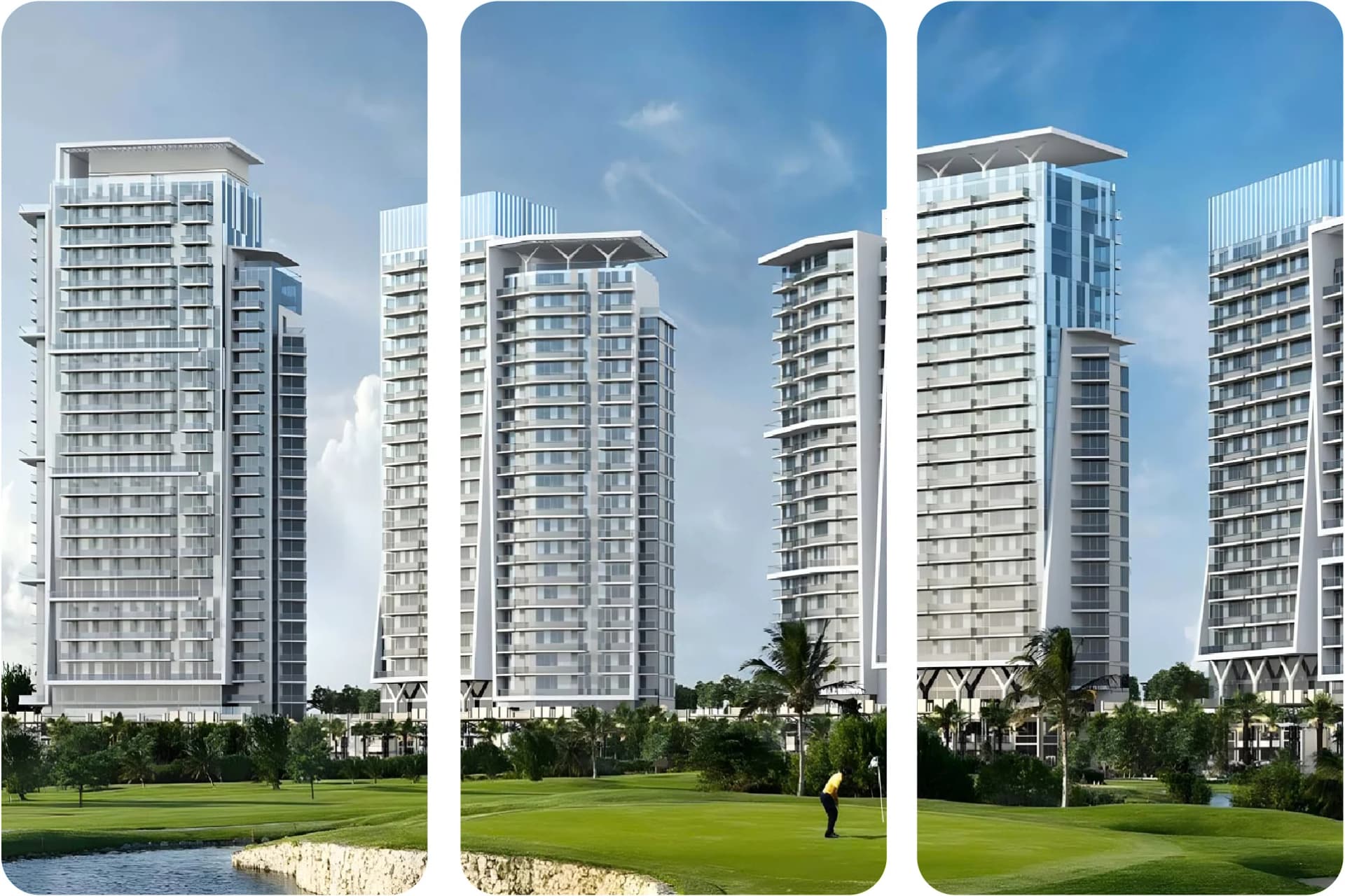 مبنى شقق فاخر بجوار ملعب جولف وتحت السماء