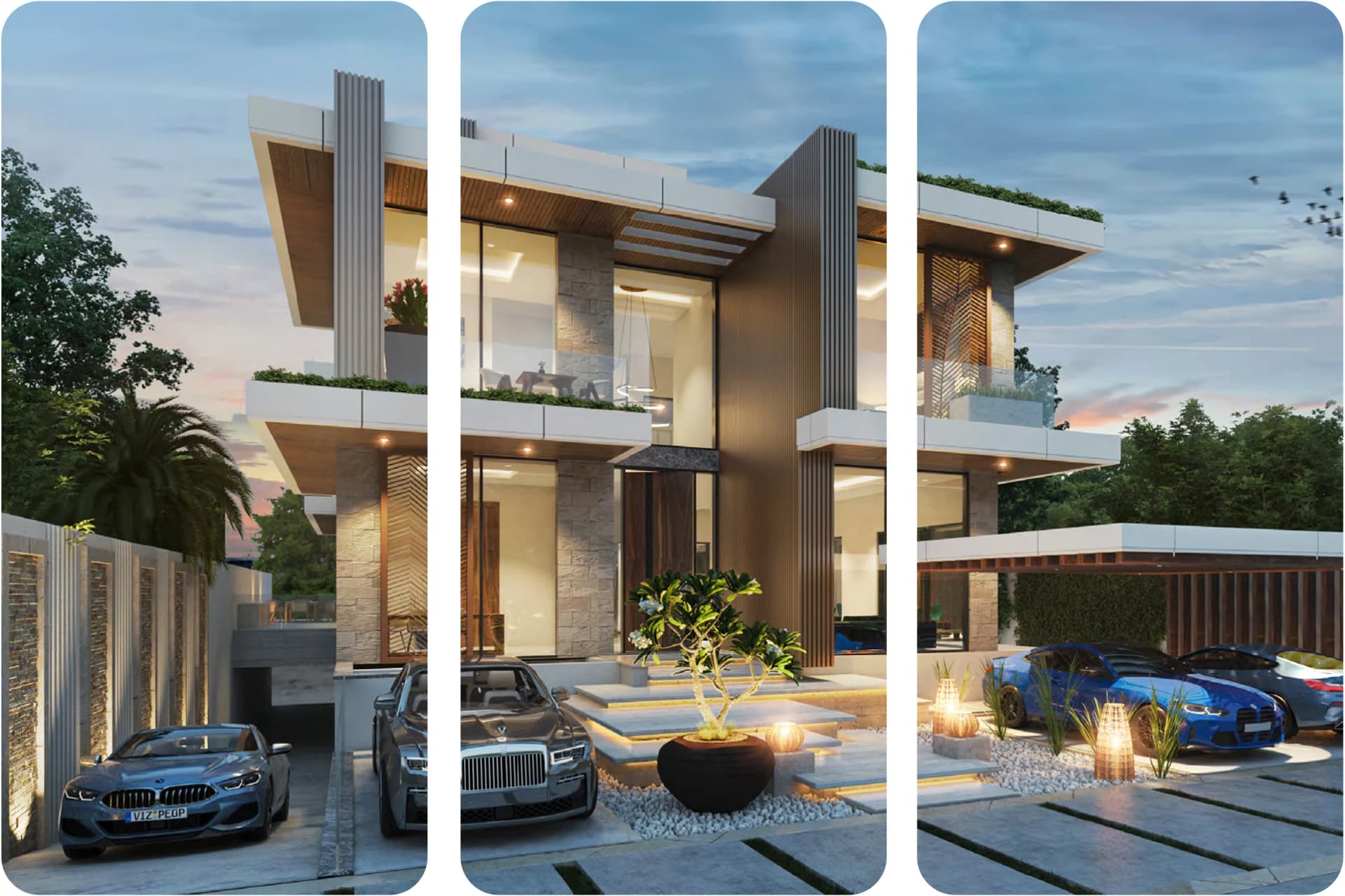 مجمع سكني حديث يضم عدة مبانٍ ومساحات خضراء وأحواض سباحة