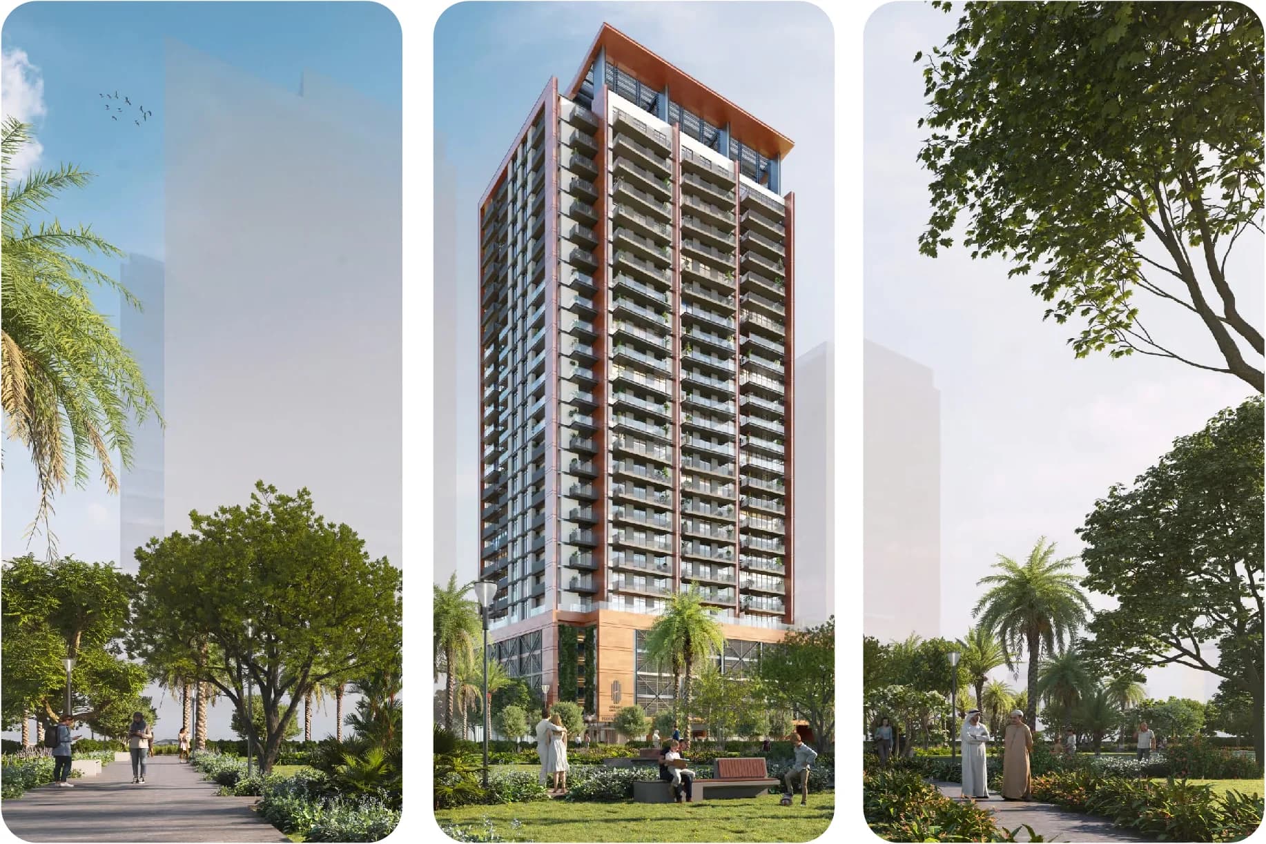 High-rise building at night with city skyline view