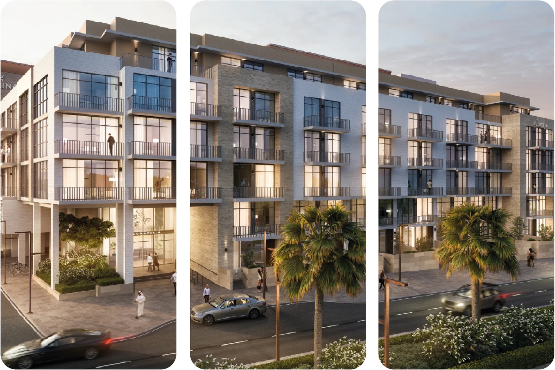 Contemporary apartment building with blue sky backdrop