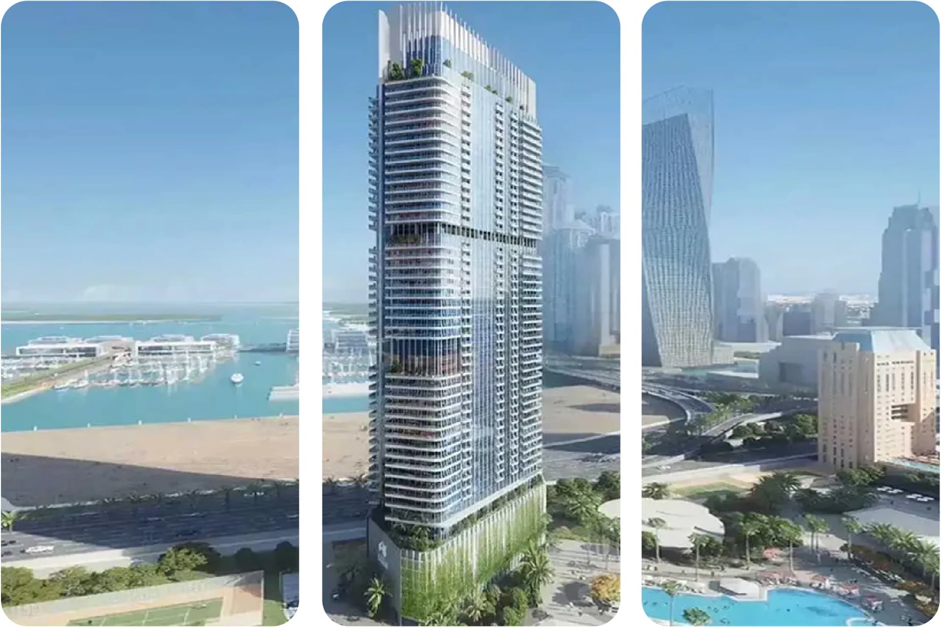 منظر ليلي لأفق دبي مع المباني المضاءة