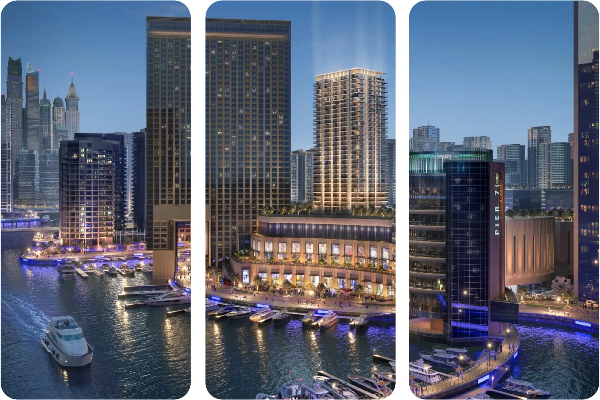 ناطحة سحاب حديثة مع سماء زرقاء صافية وإطلالة على المدينة