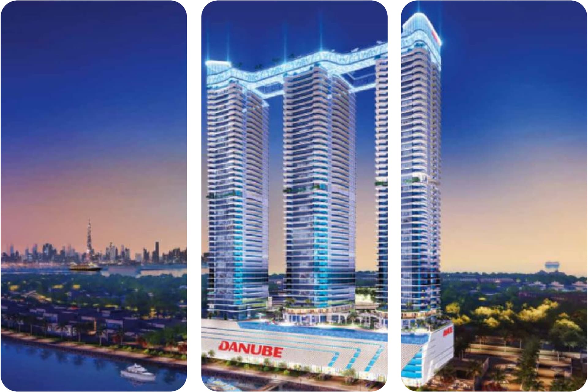 منظر جوي لسارية باي بيوند ليلاً