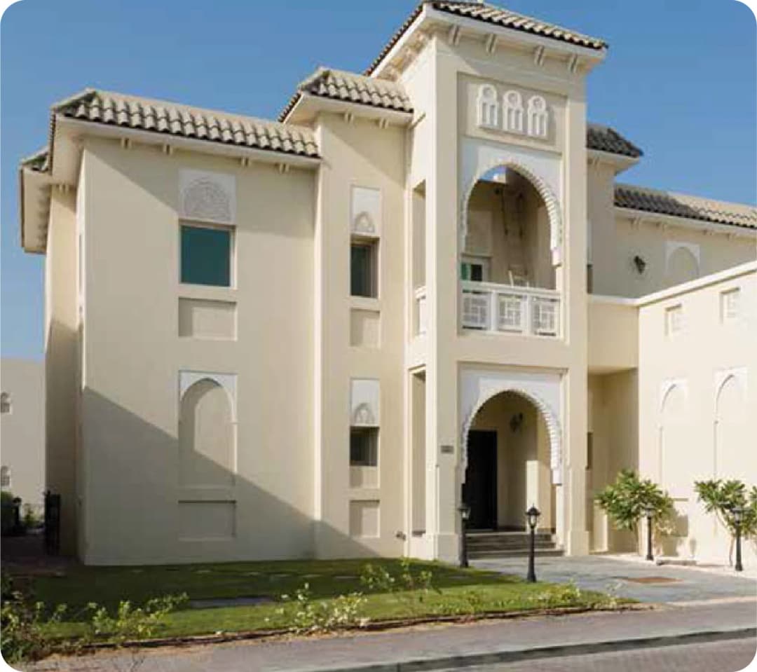 Luxurious residential tower with sunset lighting and design