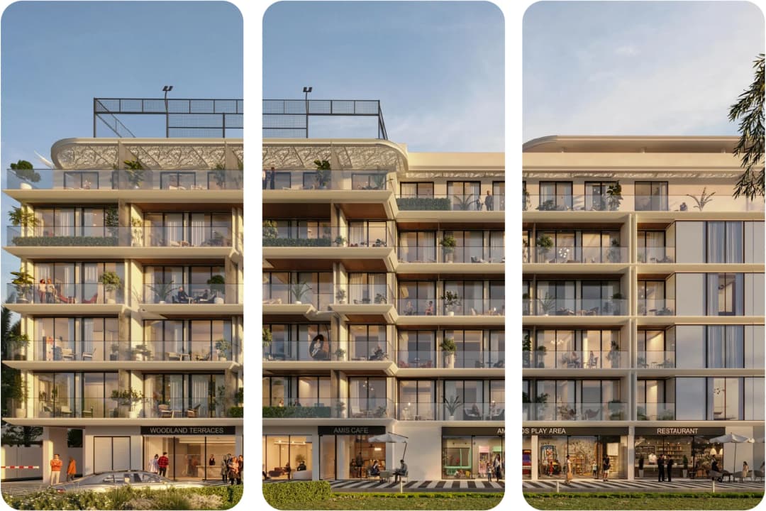 منظر جوي لمشروع تطوير حضري مستقبلي.