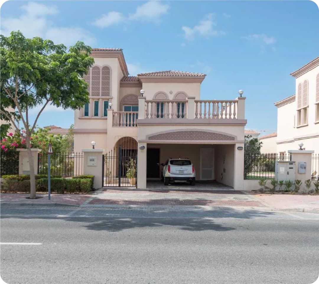 Front view of a residential house with a carport
