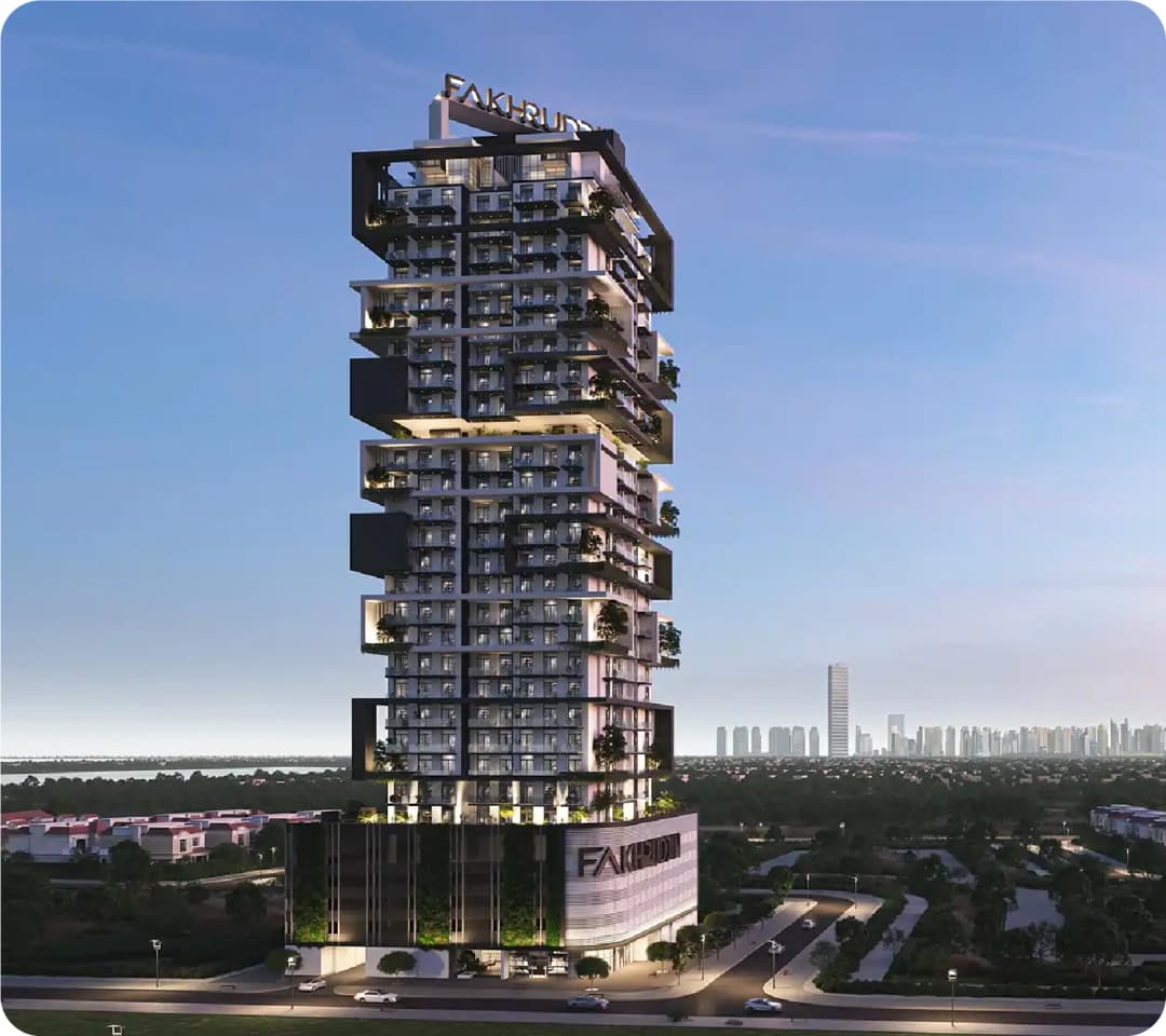 Modern tower with a sleek design and beautiful lighting