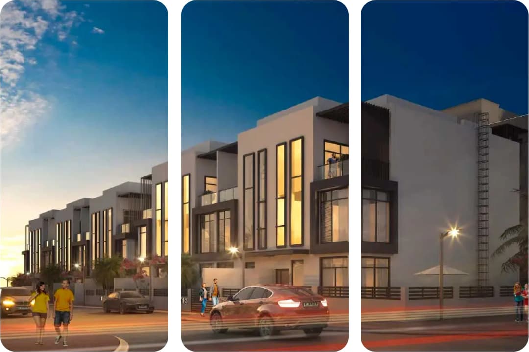 Modern apartment complex with spacious balconies