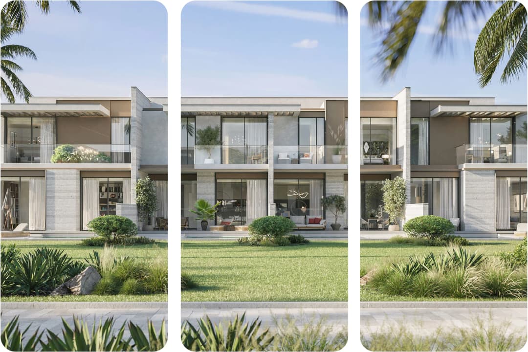 لقطة مقرّبة لفيلا حديثة ذات نوافذ كبيرة وتصميم