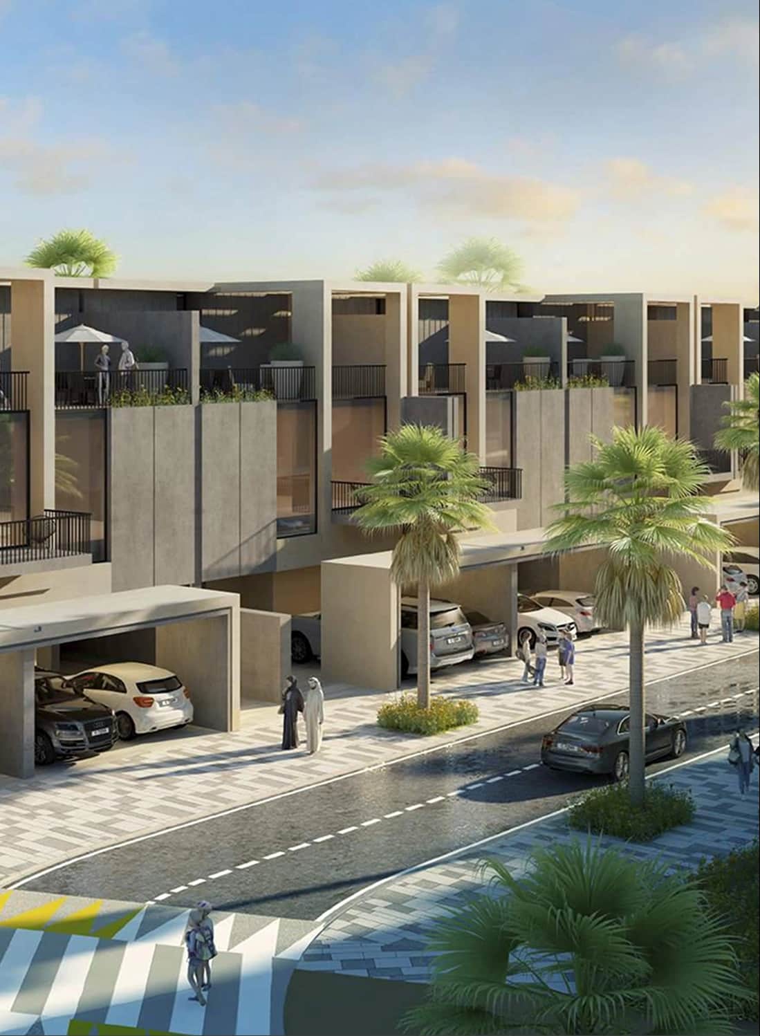 Modern townhouses with street-level parking